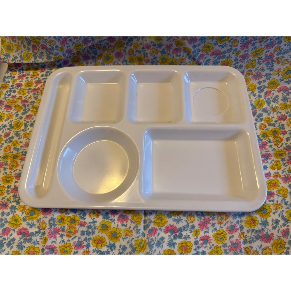 Vintage Texas Ware Melamine Cafeteria Tray White Divided School Lunch Plate PMC